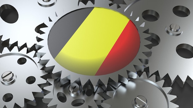 Belgium flag with gears