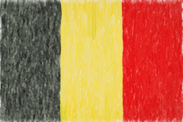 Belgium painted flag. Patriotic drawing on paper background. National flag of Belgium