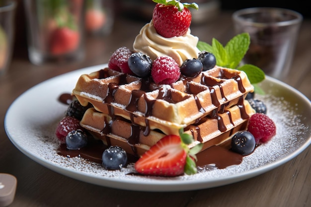 Belgium's National Delight Waffles on the Square AI