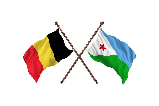 Belgium versus Djibouti Two Countries Flags Background