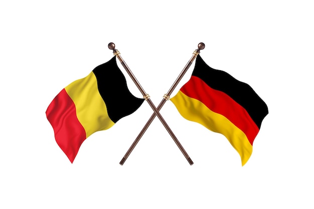 Belgium versus Germany Two Countries Flags Background