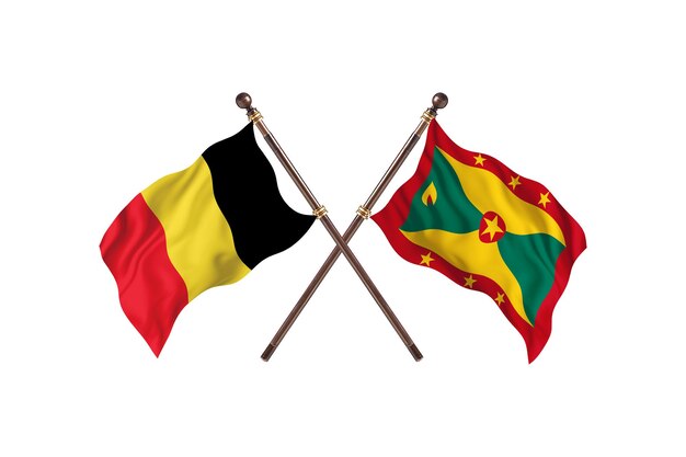 Belgium versus Grenada Two Countries Flags Background