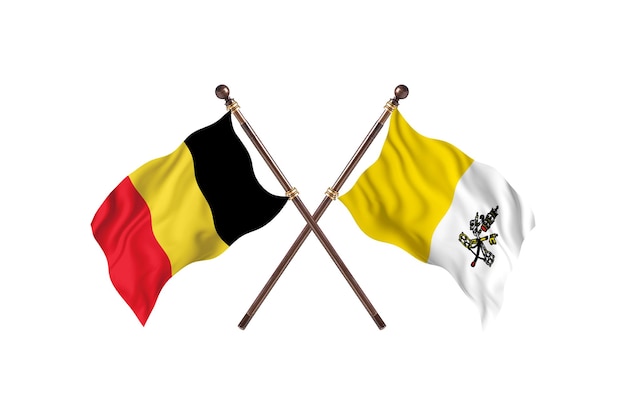 Belgium versus Holy See Two Countries Flags Background