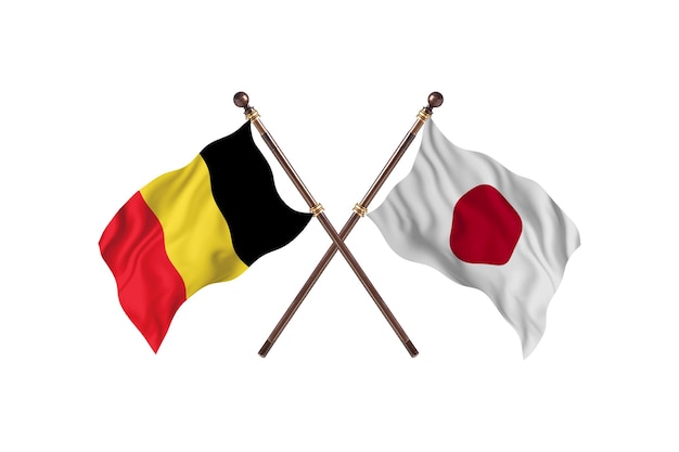 벨기에 대 일본 두 국가 플래그 배경