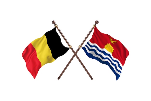 Belgium versus Kiribati Two Countries Flags Background