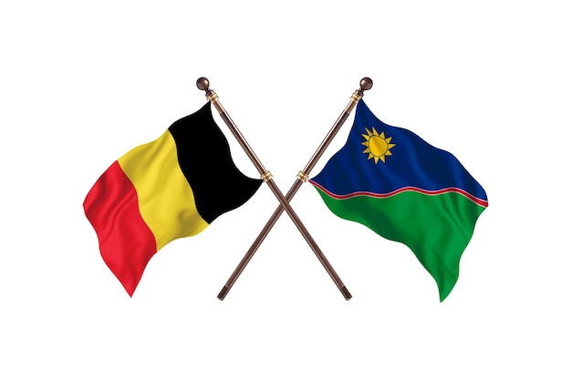 Belgium versus Namibia Two Countries Flags Background