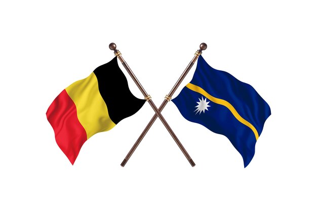 Belgium versus Nauru Two Countries Flags Background