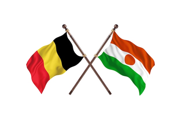 Belgium versus Niger Two Countries Flags Background