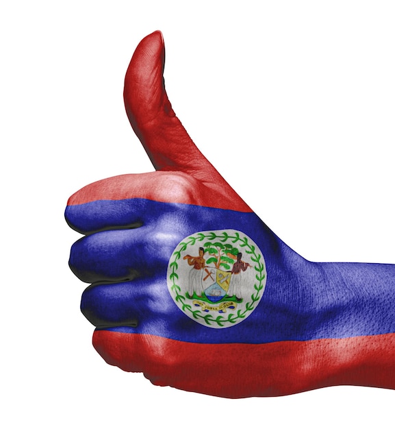 belize flag on hand indicating approval