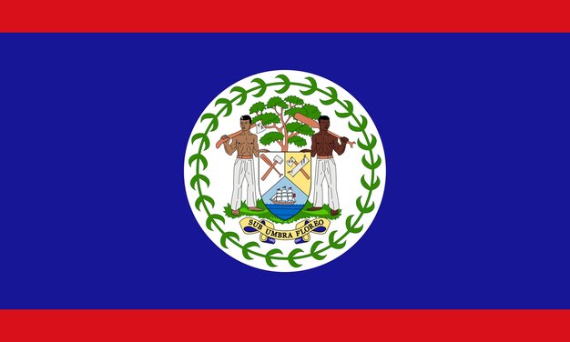 Photo belize flag in official colors and proportion correctly