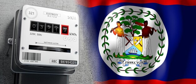 Belize landvlag en energiemeter 3D illustratie