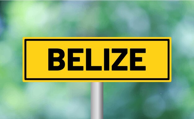 Foto segno stradale del belize su sfondo sfocato