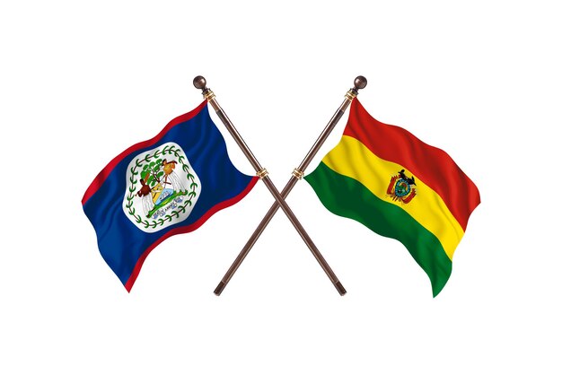 Belize versus Bolivia Two Countries Flags Background