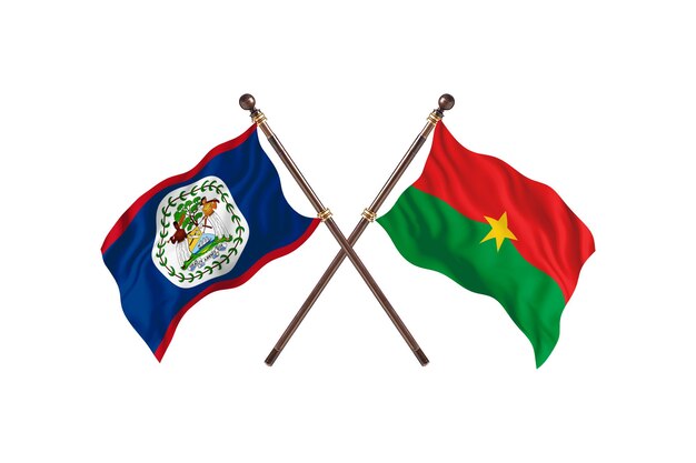 Belize versus Burkina Faso Two Countries Flags Background