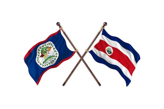 Belize versus Costa Rica Two Countries Flags Background