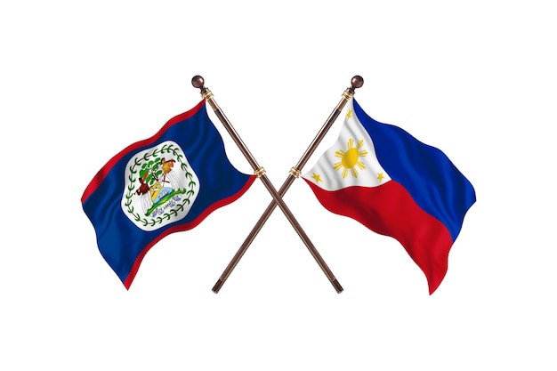 Belize versus Filipijnen twee landen vlaggen achtergrond