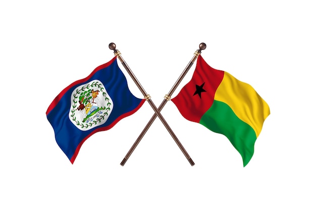 Belize versus Guinea Two Countries Flags Background