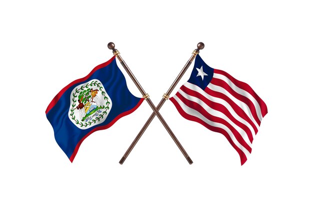 Belize versus Liberia twee landen vlaggen achtergrond