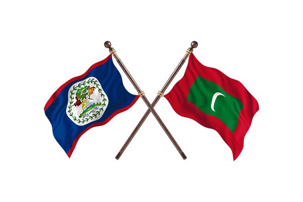 Belize versus Maldiven Twee landen vlaggen achtergrond