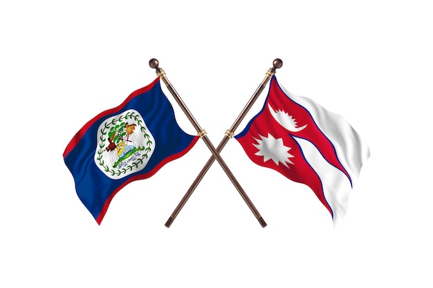 Belize versus Nepal twee landen vlaggen achtergrond