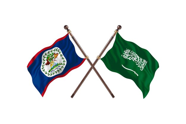 Belize versus Saoedi-Arabië twee landen vlaggen achtergrond