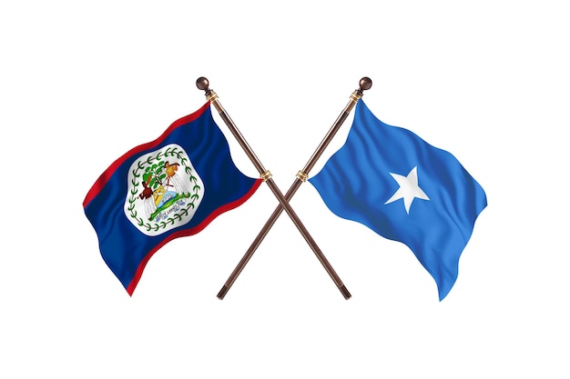 Belize versus Somalia Two Countries Flags Background