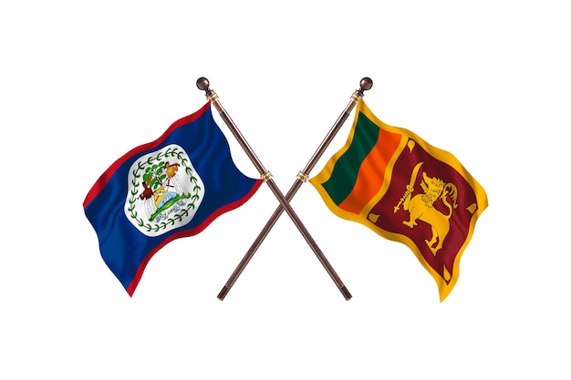 Belize versus Sri Lanka Two Countries Flags Background