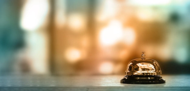 Bell on counter for service with blurred background