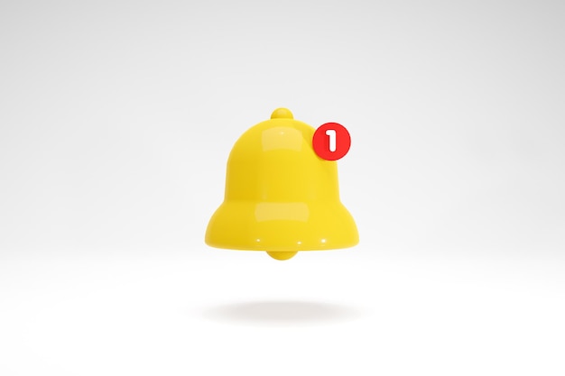 Bell icon 3d rendering 3d notification bell symbol social media\
reminde front