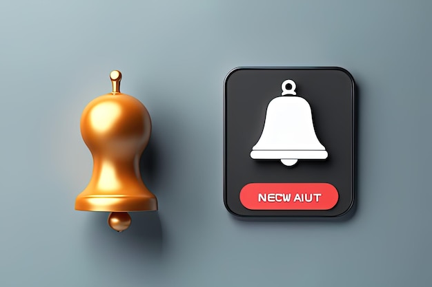 Foto icona della campana con un'icona di allarme bianca isolata su sfondo nero illustrazione 3 dcampana e domanda s