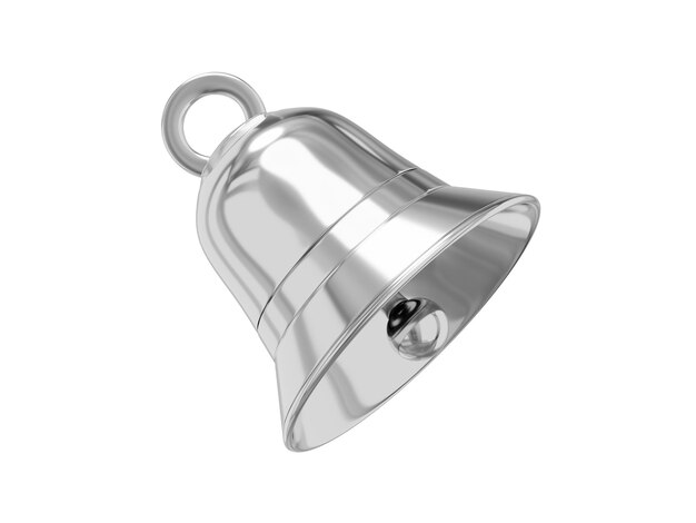 Bell metal silver notification symbol 3D rendering Icon on white background