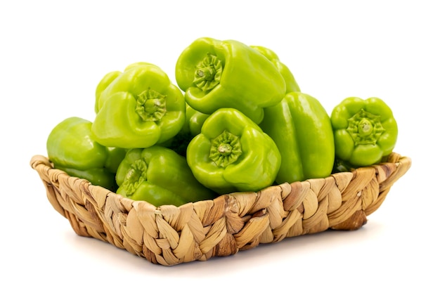 Bell pepper isolated on white background Fresh bell pepper in a basket Organic vegetable close up