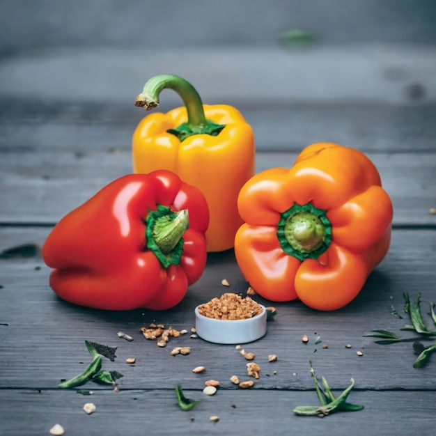 Bell Pepper Product Shoot Image AI Generative. (Белл Пеппер производит изображения с помощью искусственного интеллекта)