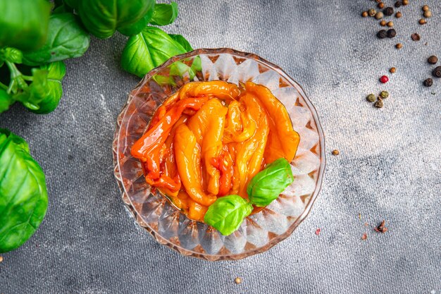 bell pepper roasted baked vegetable fresh dish healthy meal food snack diet on the table copy space