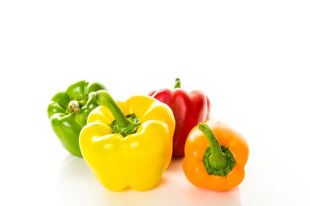 Bell peppers on a white background.