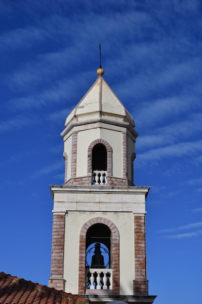 A bell tower of a church in Castellabate village in Campania region Italy