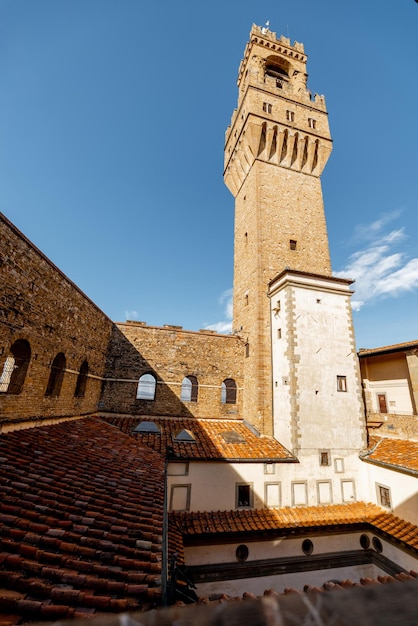 Bell tower of famous vecchio palace in florence