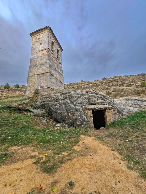 Bell tower of the rock hermitage of Saints Justo and Pastor in Olleros de Pisuerga Palencia