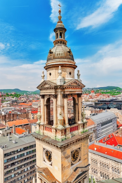 Bell tower of St.Stephen Basilica in Budapest at daytime. Hungary