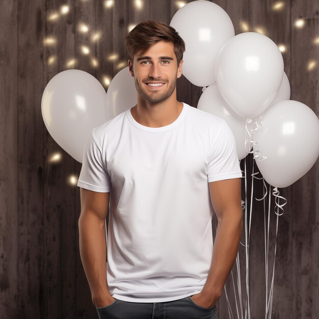 Bella Canvas 3001 New Year mockup male model white Black tshirt celebration mockup mens Black tee