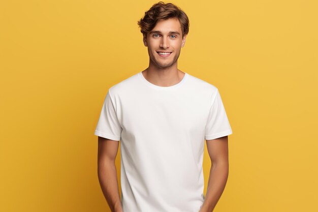 Bella Canvas White Shirt Mockup Young Man on Background