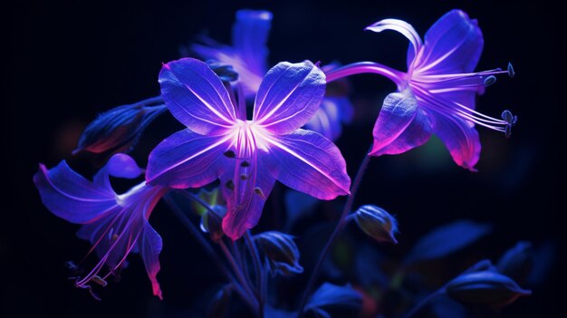 Bellflower flower Realistic neon color AI Generated image