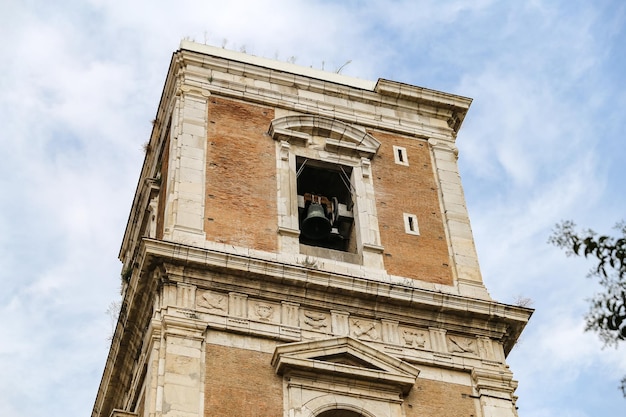 Belltower of Santa Chiara Church in Naples Italy