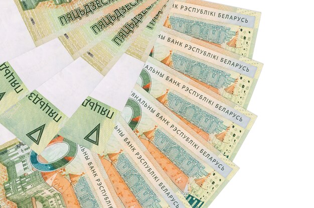 Belorussian rubles bills on a white background