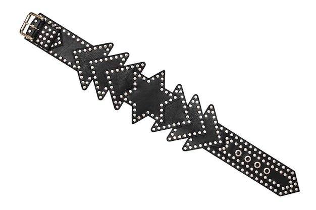 Belt with rivets for trousers and a metal buckle