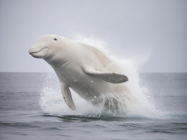 Photo beluga whale in the arctic habitat