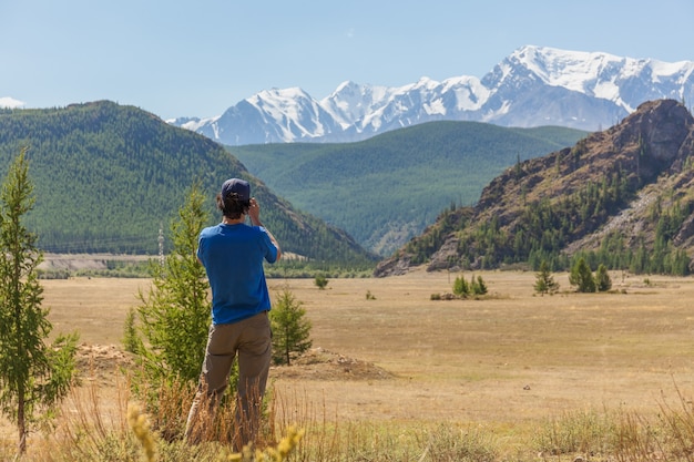 Belukha Mountain gefotografeerd door toeristen.