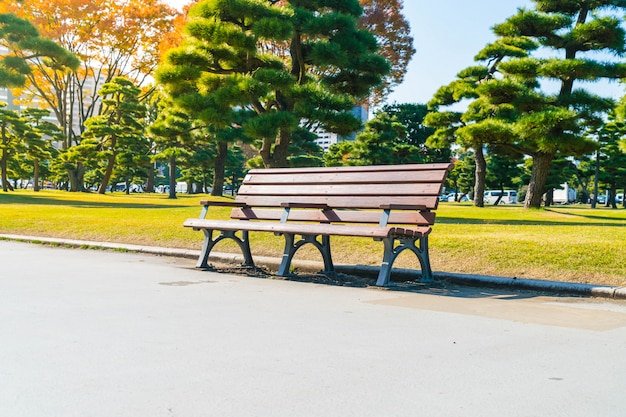 Photo bench in autumn park