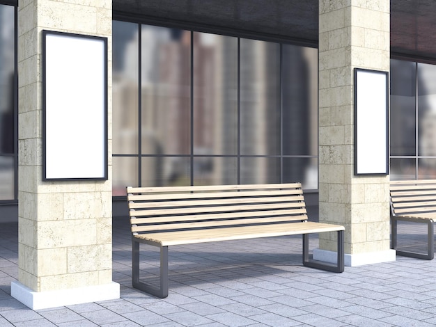 Bench between columns