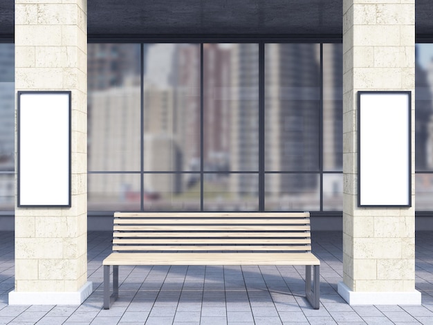 Photo bench between columns